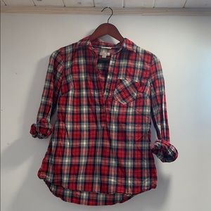 Plaid Half Button-Up Shirt